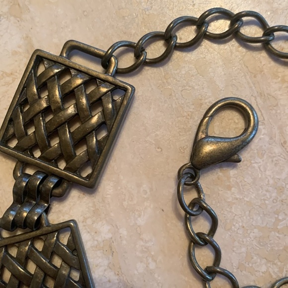 CONCHO BELT with brass lattice squares on chain, with snap. Adj. VTG OSFM main image 7